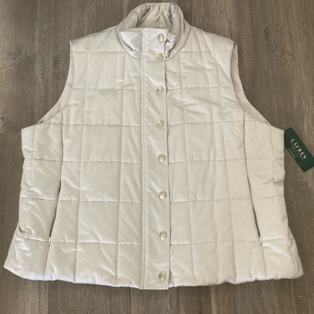 Ralph Lauren Ivory Quilted Sleeveless Puffer Vest